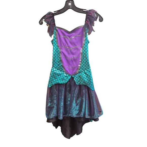 Target Girls Dragon Costume With Wings & Horns Purple/Teal Metallic Size L 100% - Picture 3 of 9